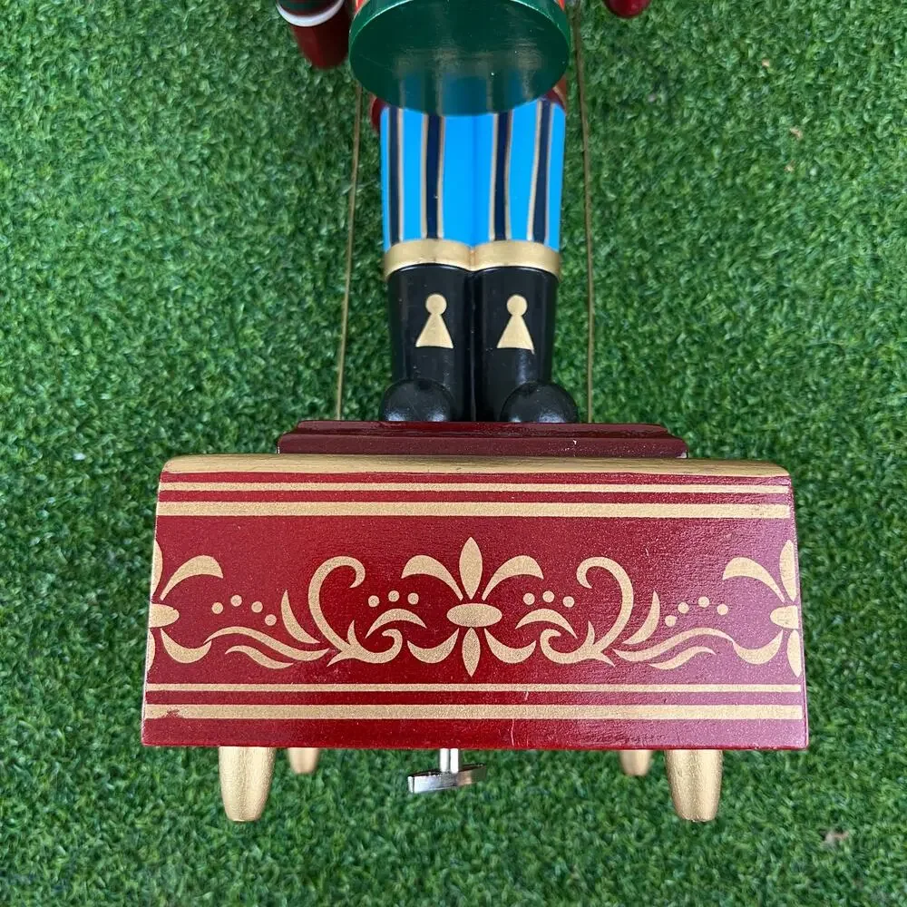 Vintage Wooden Nutcracker Drummer Music Box
